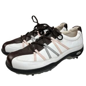 Ecco Women's Golf Shoes EU 39 US 8.5 Cleats White Brown Pink Gray Leather